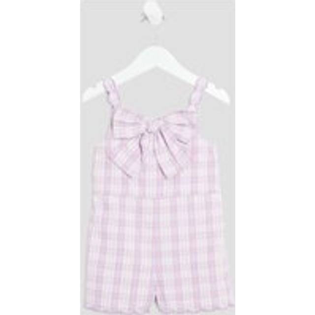 River Island Mini Girls Purple Gingham Bow Playsuit - 3-4 Yrs