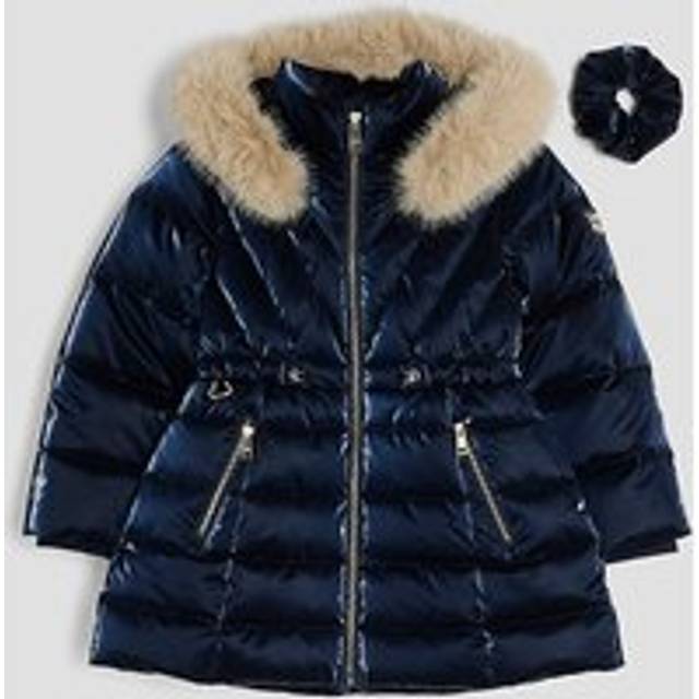 River Island Girls Navy Padded Coat And Scrunchie Set - 13-14 Yrs
