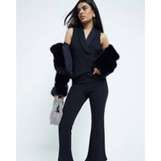 River Island Womens Petite Black Cropped Pull On Trousers - 16