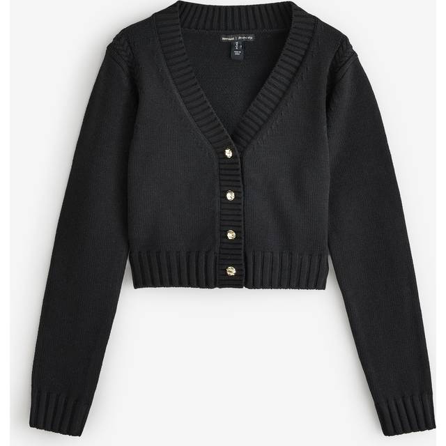 River Island Womens Black Cropped V Neck Cardigan - 16