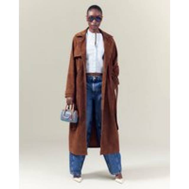 River Island Womens Brown Suede Trench Coat - 12