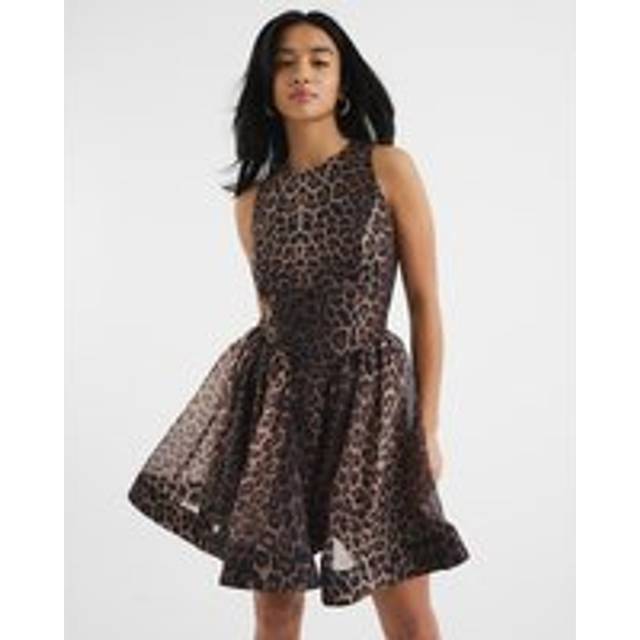 River Island Womens Petite Brown Leopard Print Mini Skater Dress - 8