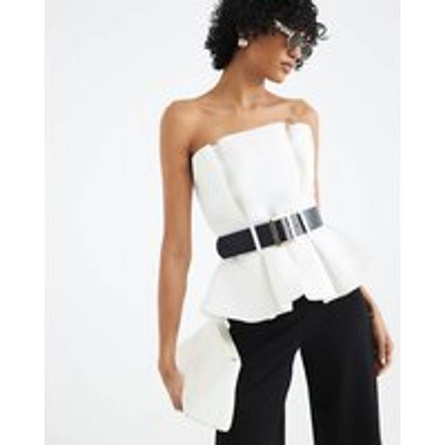 River Island Womens Black Peplum Belted Bandeau Jumpsuit - XL