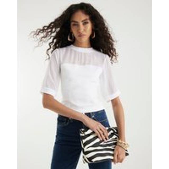 River Island Womens White Sheer Corset Hybrid T-Shirt - L