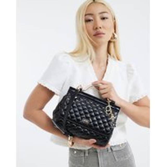 River Island Womens Black Quilted Metal Handle Tote Bag - One Size