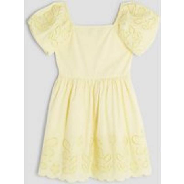 River Island Girls Yellow Cutwork Puff Sleeve Dress - 11-12 Yrs
