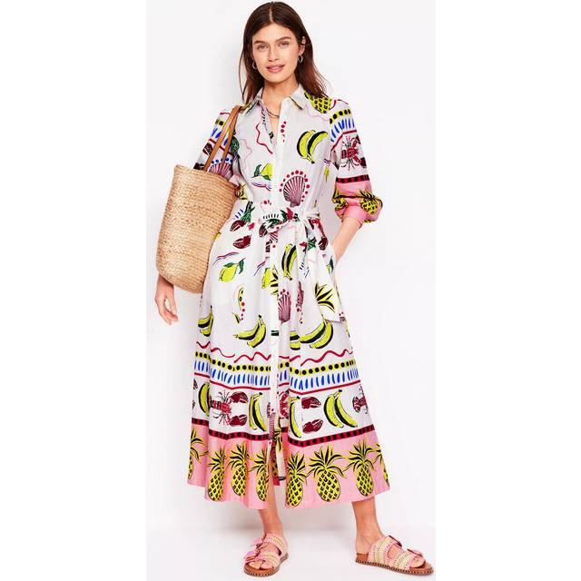 Boden Clara Linen Cotton Blend Printed Shirt Dress, Multi