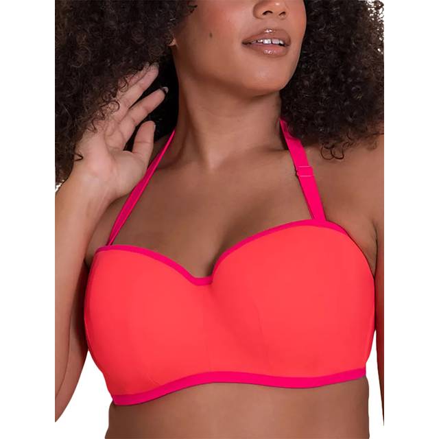 Curvy Kate Minimalist Bandeau Bikini Top, Coral/Pink