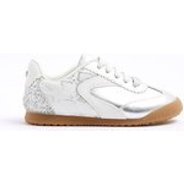 River Island Girls Silver Glitter Runner Trainers - c11