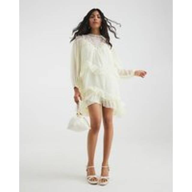 River Island Womens White Premium Lace Smock Mini Shift Dress - 8