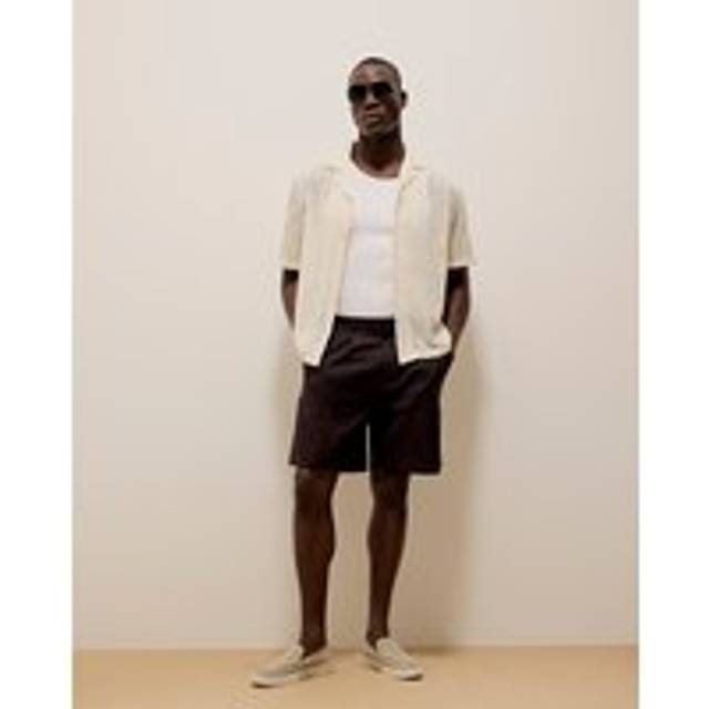 Mens River Island Brown Regular Fit Linen Blend Shorts - 28