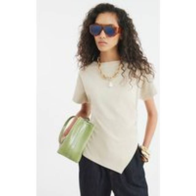 River Island Womens Beige Short Sleeve Drape Side T-Shirt - XL