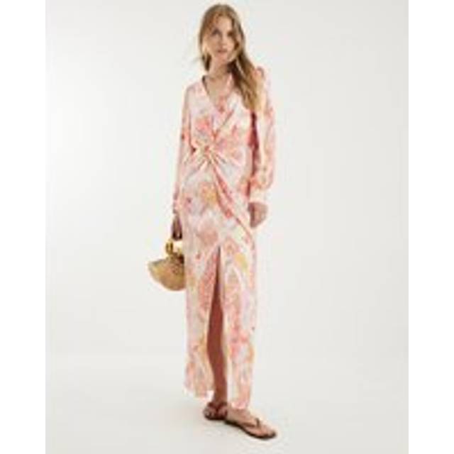 River Island Womens Pink Floral Long Sleeve Twist Maxi Dress - 8