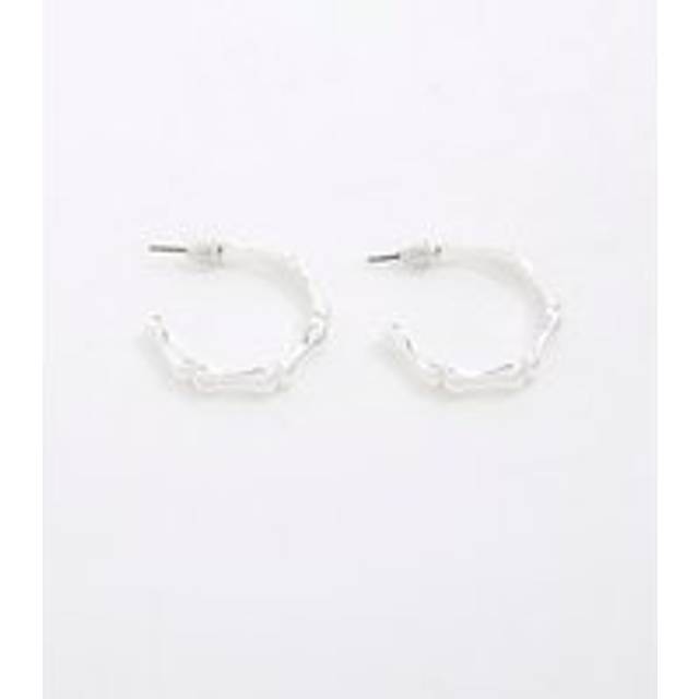 River Island Womens Silver Bamboo Hoop Earrings - One Size