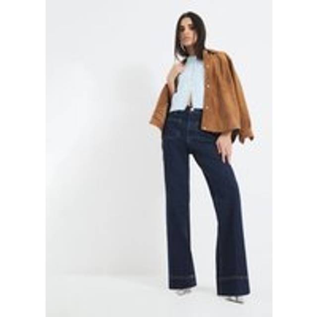 River Island Womens Blue High Waisted Pocket Wide Leg Jeans - 8L