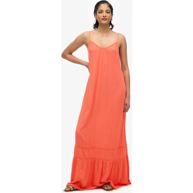 Superdry for woman. W8011955A Long orange strapless dress (M), Casual, Party, Viscose, Sleeveless / Straps