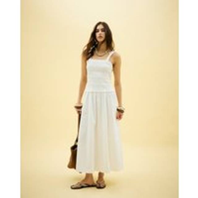 River Island Womens White Shirred Midi Dress - 6