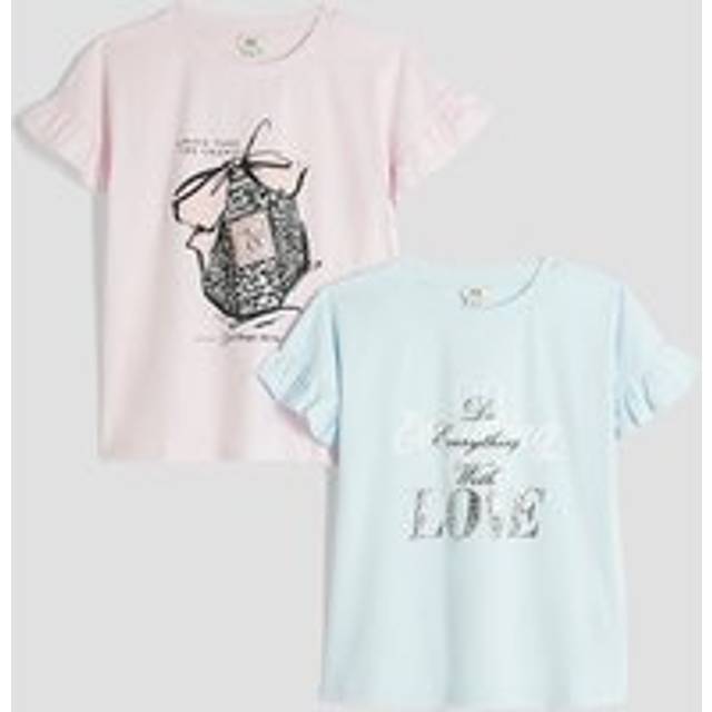 River Island Girls Blue Frill T-Shirt Pack Of 2 - 5-6 Yrs