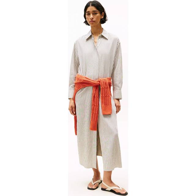 Tommy Hilfiger Stripe Oversized Maxi Shirt Dress, Natural/Black