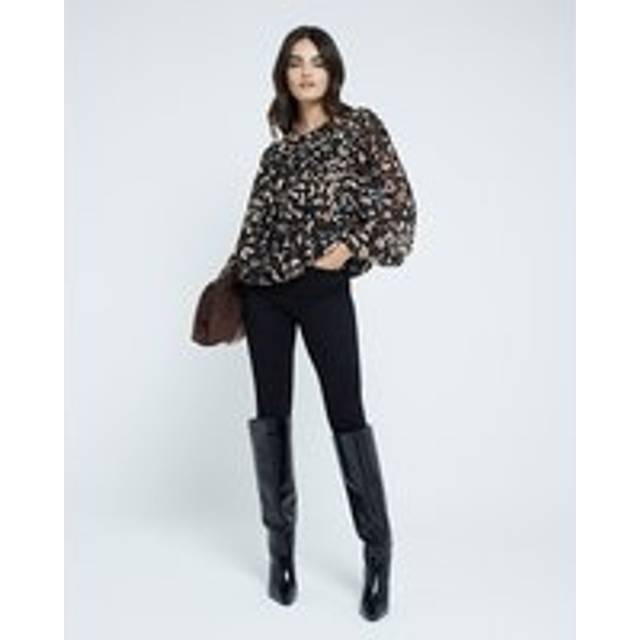 River Island Womens Black Leopard Print Bubble Hem Blouse - 10