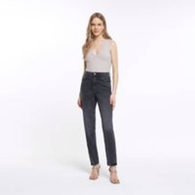 River Island Womens Black High Waist Slim Fit Mom Jeans - 16L