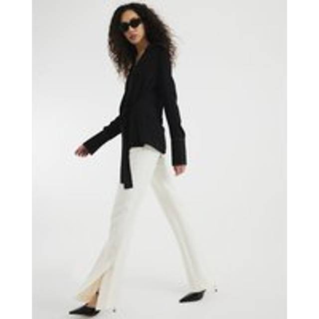 River Island Womens Cream Slim Fit Tailored Flare Trousers - 12