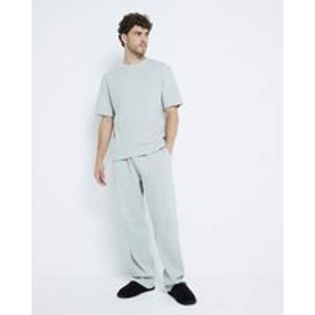 Mens River Island Green Waffle T-Shirt And Trousers Pyjamas Set - L