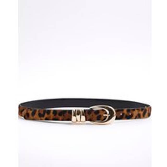 River Island Womens Beige Leather Leopard Triple Keeper Belt - M