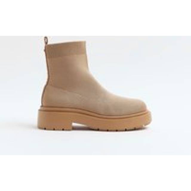 River Island Womens Beige Knitted Chunky Ankle Boots - 4