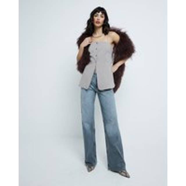 River Island Womens Brown Button Down Cami Top - 8