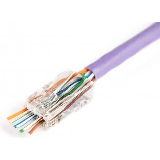 RJ45 Modular plug (8P8C) pass-through, CAT 6, unshielded, AWG 26-24, 100 pieces