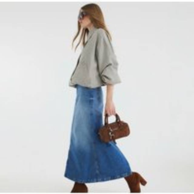 River Island Womens Blue Denim A-Line Maxi Skirt - 16