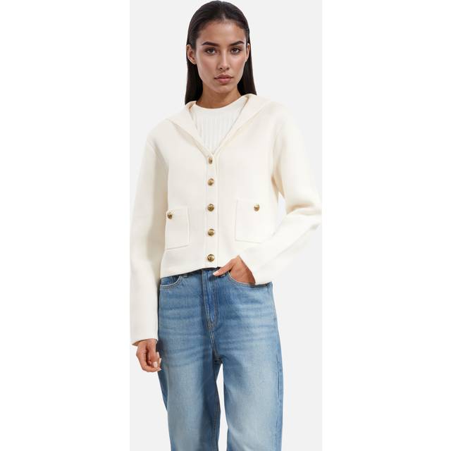 THE KOOPLES Button Cape Back Wool Blend Cardigan, White