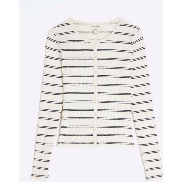 River Island Womens Cream Long Sleeve Ribbed Stripe Cardigan - 8