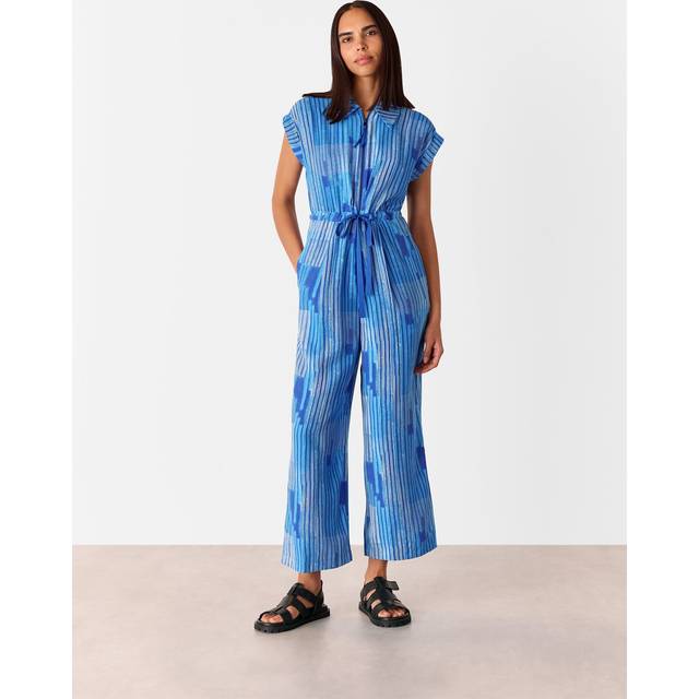 Whistles Stripe Print Zip Jumpsuit, Blue/Multi