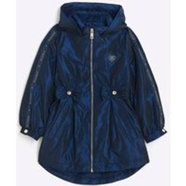 River Island Girls Navy Cinched Frill Raincoat - 5-6 Yrs