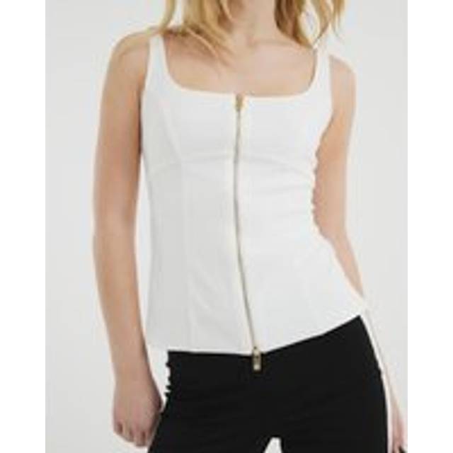River Island Womens White Zipped Square Neck Top - 10