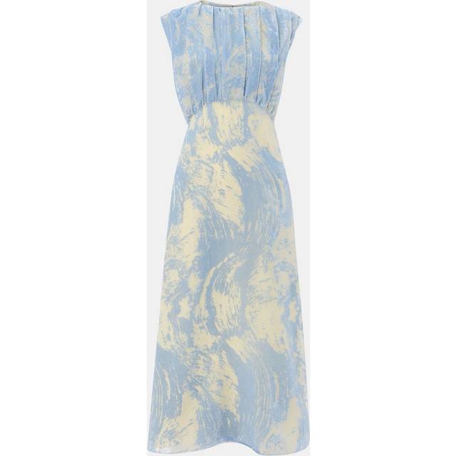 Whistles Devore Swirl Velvet Midi Dress, Blue/Multi