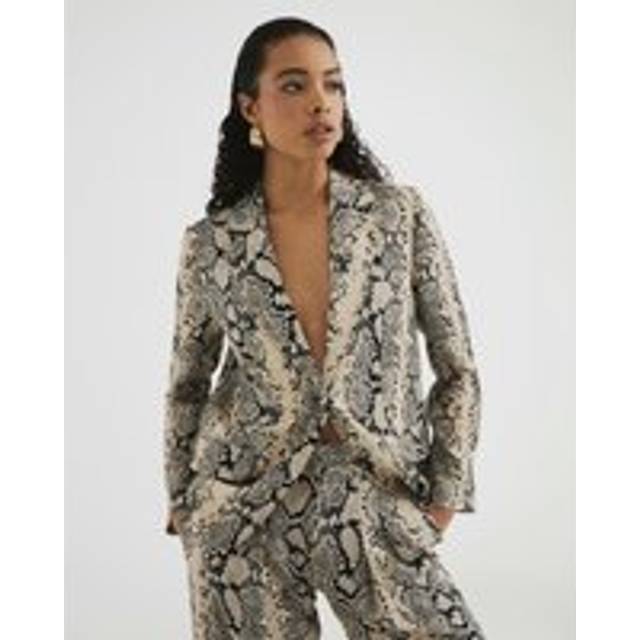 River Island Womens Cream Snake Oversized Blazer - 12