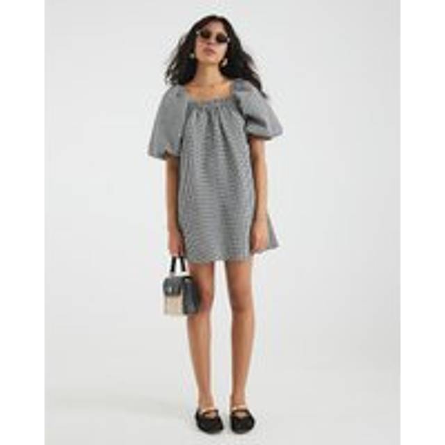 River Island Womens Black Gingham Puff Sleeve Mini Dress - 10