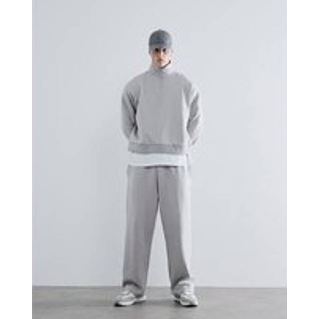Mens River Island Premium Beige Wide Leg Joggers