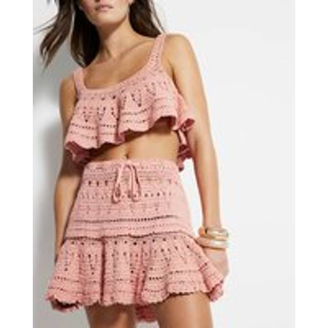 River Island Womens Pink Crochet Frill Beach Skirt - M