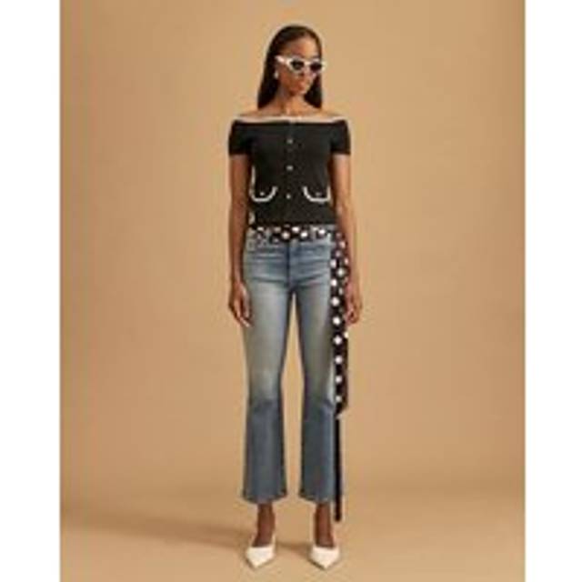 River Island Womens Black Bardot Trim Top - 22