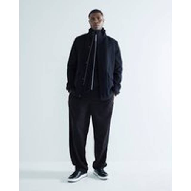 Mens River Island Black Wool Blend Funnel Neck Coat - XL