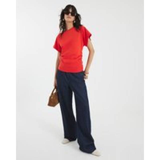 River Island Womens Red Ruched Side Kimono Sleeve T-Shirt - M