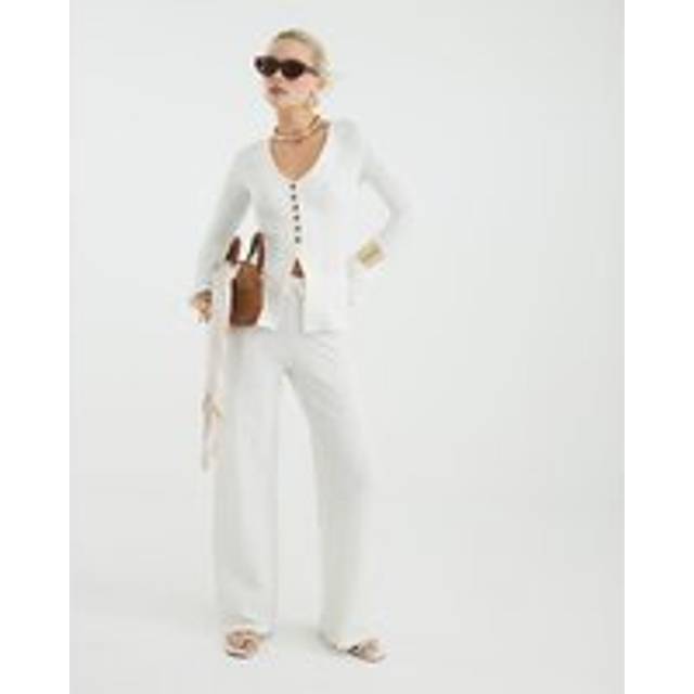 River Island Womens Cream Textured Wide Leg Trousers