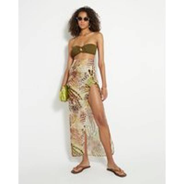 River Island Womens Khaki Colour Animal Print Beach Sarong - L