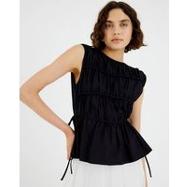 River Island Womens Black Drawstring Tiered Detail Peplum Top - 18