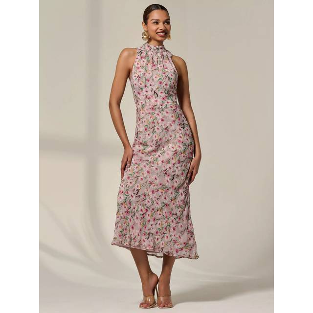 Sleeveless Chiffon Halterneck Midaxi Dre - Light Pink - 12