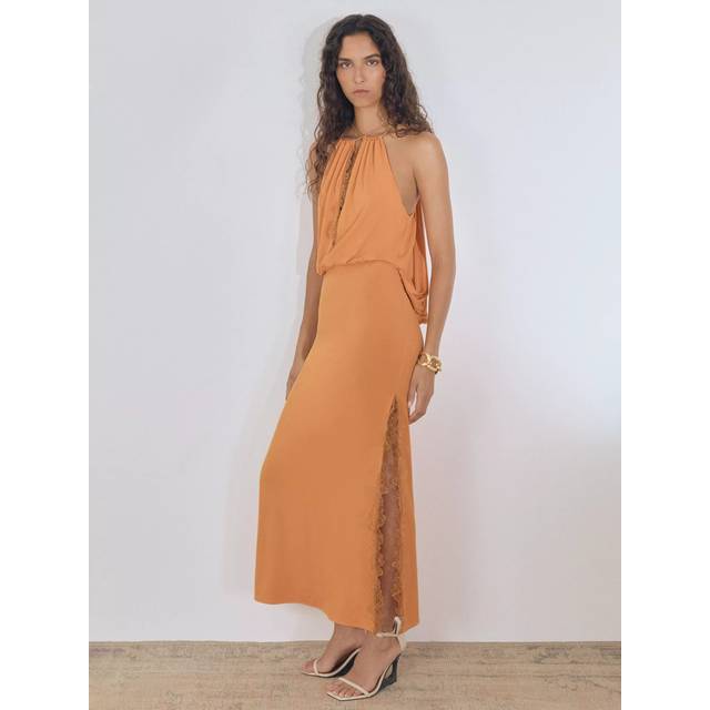 Reiss Atelier Gabriella Lace Trim Maxi Dress, Orange